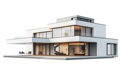 modern house on transparent