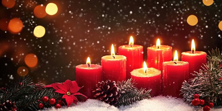 Christmas greeting card featuring festive candles