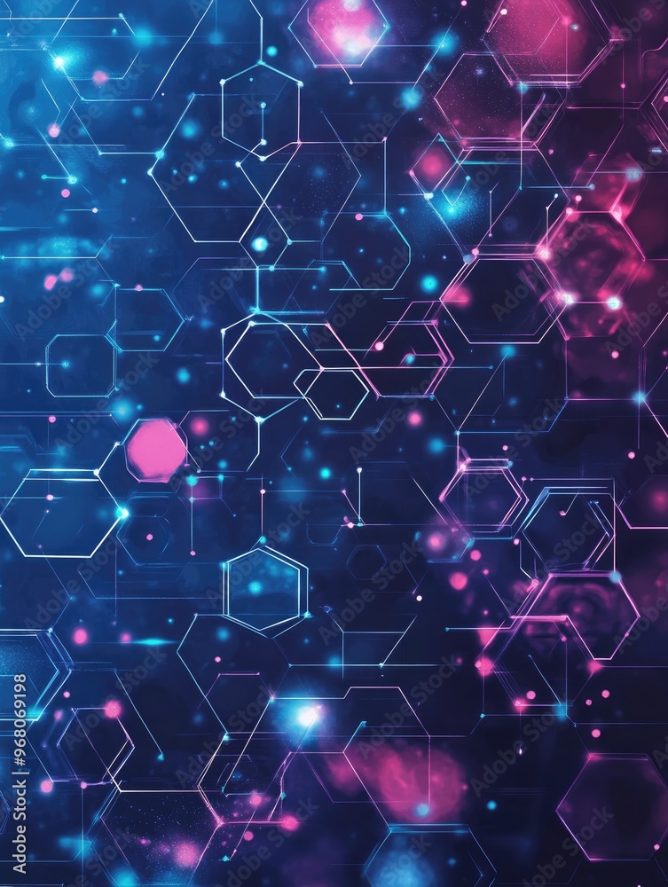 Poster futuristic abstract background featuring a hexagonal pattern digital design showcasing particle and 
