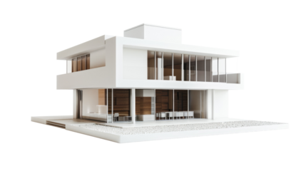 modern house on transparent