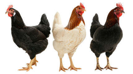 Fototapeta premium Three chicken isolated on transparent background