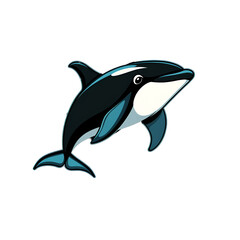 Fototapeta premium Cartoon Style Orca Logo Illustration Killer Whale Logo No Background Perfect for Print on Demand T Shirt Design