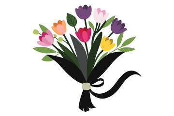 spring flower bouquet tied with ribbon O.eps