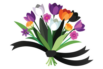 spring flower bouquet tied with ribbon P.eps