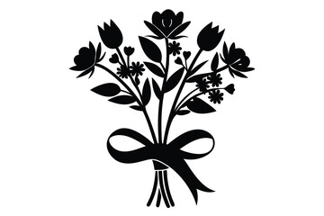 spring flower bouquet tied with ribbon W.eps