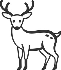 A deer is standing in front of a white background