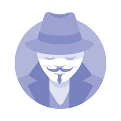 Incognito and Secret Spy Man in Hat and Coat Vector Illustration