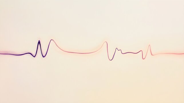 An artistic representation of a heartbeat line in a minimalist style, depicted on a soft pastel background, emphasizing smooth curves and rhythm