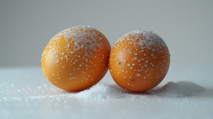 A pair of fresh eggs with subtle shadows, isolated against a clean white background.