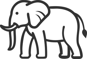 A black and white drawing of an elephant