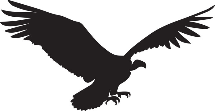 Flying vulture bird silhouette design vector art illustration