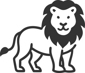 A lion is standing on a white background