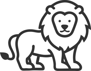 A lion is standing on a white background