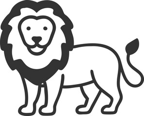 A lion is standing on a white background