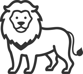 A lion is standing on a white background