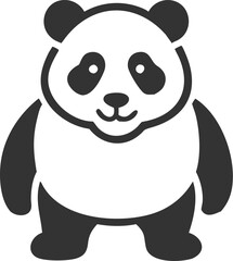 A panda bear is standing on a white background