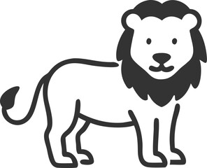 A lion is standing on a white background