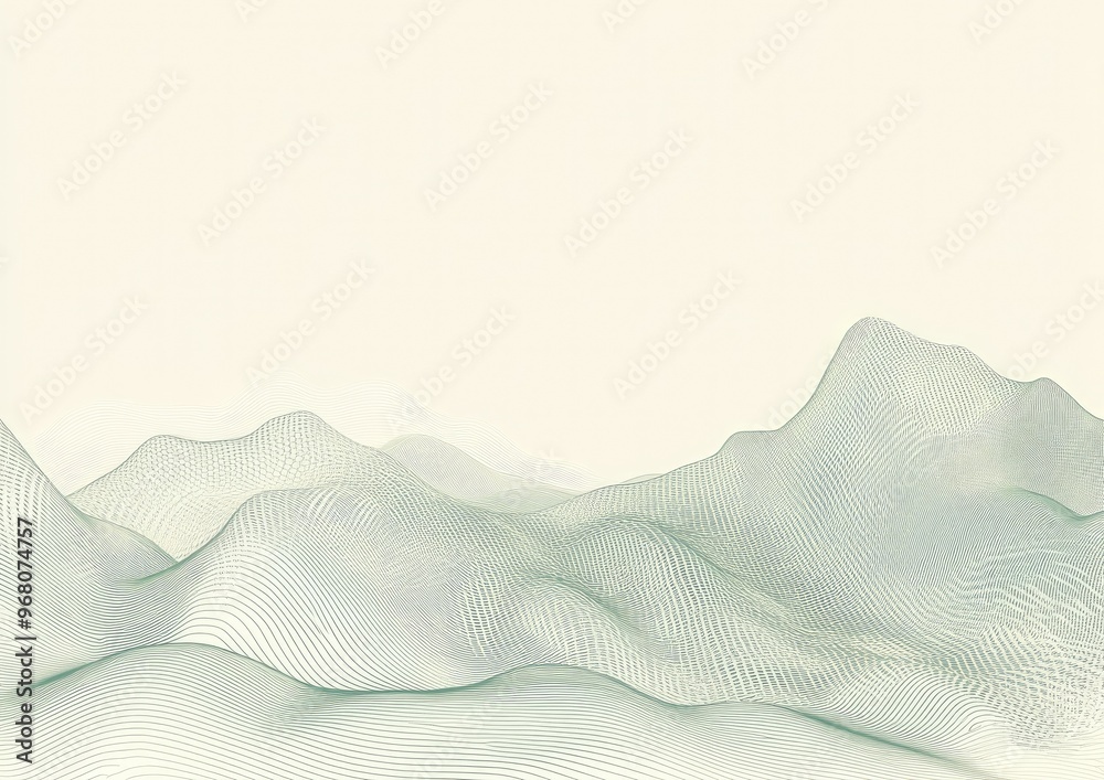 Aufkleber abstract landscape background featuring a mesh structure with a polygonal wave wireframe design line