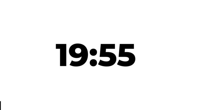 20 Minutes Countdown Timer, Black Numbers on a white Background	
