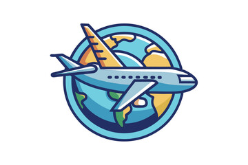 t shirt airplane and globe logo I.eps