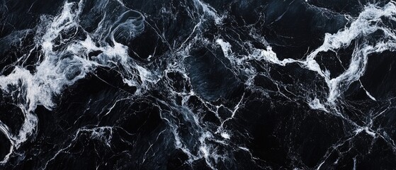 Oil painting showcasing black marble texture with delicate white veining ideal for backgrounds or creating surface effects on architectural slabs and ceramic tiles Natural pattern design