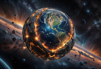 Space Earth Artwork - Modern AI Vision of Planet in Outer Space