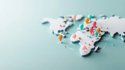 A map with markers indicating the brand presence in different markets, highlighting its global reach.