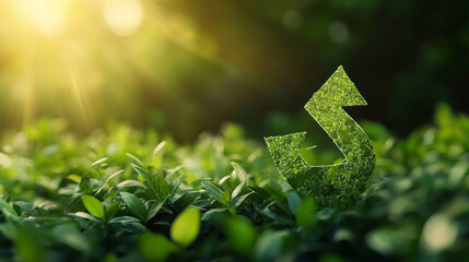 This design features a green arrow pointing towards nature, representing organic products and an environmentally friendly approach. It's perfect for marketing materials with room for your message.