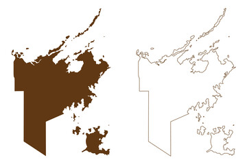 East Arnhem Region (Commonwealth of Australia, Northern Territory, NT) map vector illustration, scribble sketch map