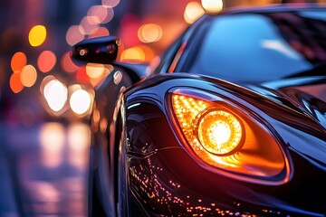 Picture of high-performance luxury sports car and it's headlight
