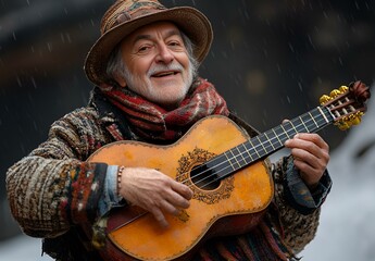Obraz premium a man playing a guitar. 
