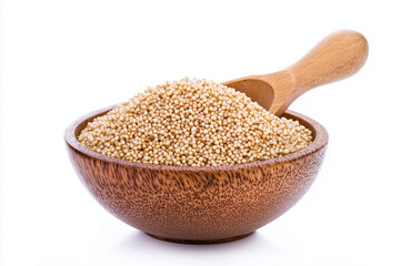 buckwheat in a wooden bowl on white back ground