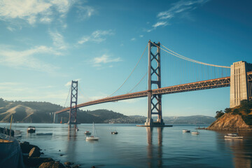 Naklejka premium generated illustration of suspension bridge in nature