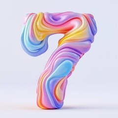 3D number 7 with plastikine play doh texture realistic modern design, soft lighting, white background.