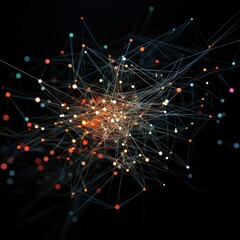 Obraz premium A visual representation of a complex network unfolding interconnected network points. --v 6.1 Job ID: f06fba6b-69d3-40bf-988e-5d432d180595