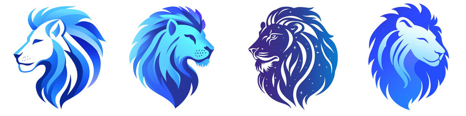 Leo Zodiac Sign, Blue Gradient clipart collection, symbol, logos, icons isolated on transparent background