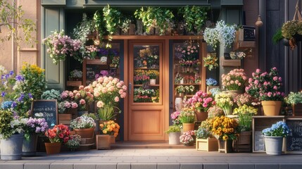 Fototapeta premium A Flower Shop Filled with Colorful Blooms