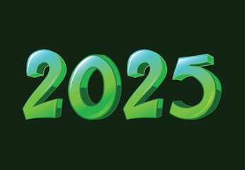 Happy New Year 2025 Design Green 3D Realistic Abstract Vector Illustration