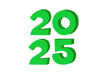 2025 Happy New Year Green Wood Typography Realistic Design Abstract Vector Illustration