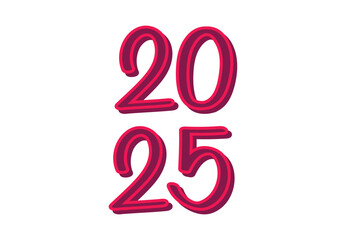 2025 Happy New Year Pink Realistic Design Abstract Vector Illustration