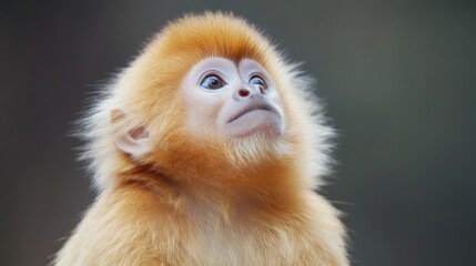 Obraz premium Playful golden monkey gazes curiously in a lush forest during a bright afternoon