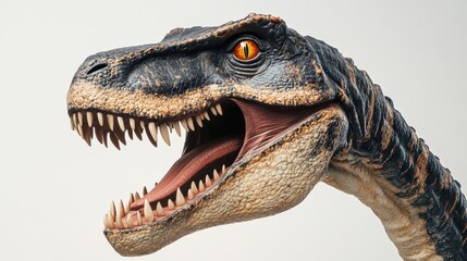 Obraz premium A detailed dinosaur model showcasing realistic features and intricate textures indoors