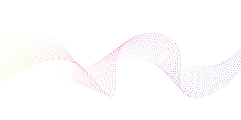 Fototapeta premium Flowing particles wave pattern. colorful wave of streaming particles on a white background