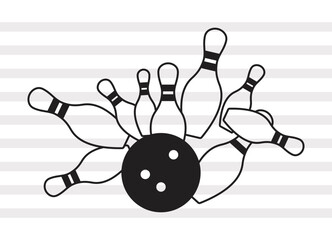 Bowling SVG, Bowling Silhouette, Bowling Game Svg, Pen Drive Svg, P0064