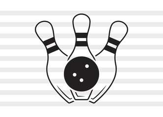 Bowling SVG, Bowling Silhouette, Bowling Game Svg, Pen Drive Svg, P0064