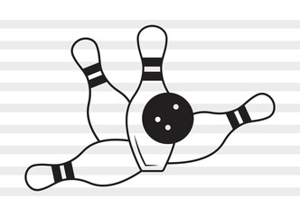 Bowling SVG, Bowling Silhouette, Bowling Game Svg, Pen Drive Svg, P0064