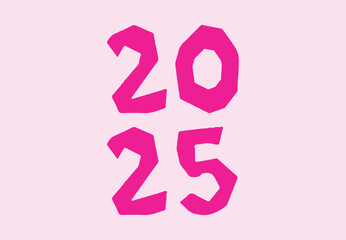 Happy New Year 2025 Pink Drawing Design Abstract Vector Illustration