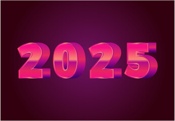 2025 Happy New Year Pink Realistic Decoration 3D Design Abstract Vector Illustration