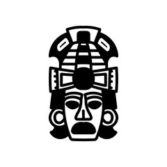 Mayan Mask Glyph Icon, Vector illustration