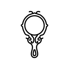 Wooden Hand Mirror Outline Icon, Vector illustration